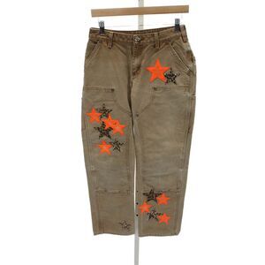 Chrome Hearts Mens Carpenter Pants Brown Animal Print Cotton Size 27